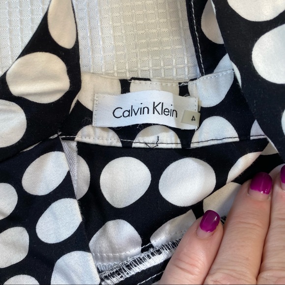 Calvin Klein Geometric Circle Print Black & White Dress Size 4 - Picture 14 of 16